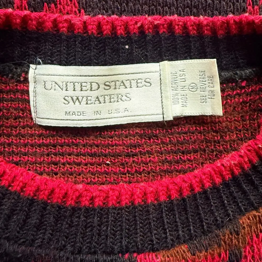 Vintage 90's Knit Sweater Men's M Pullover Made in USA United States Sweaters